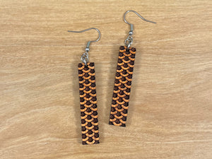 Engraved Koa Fish Scale Earrings (short)