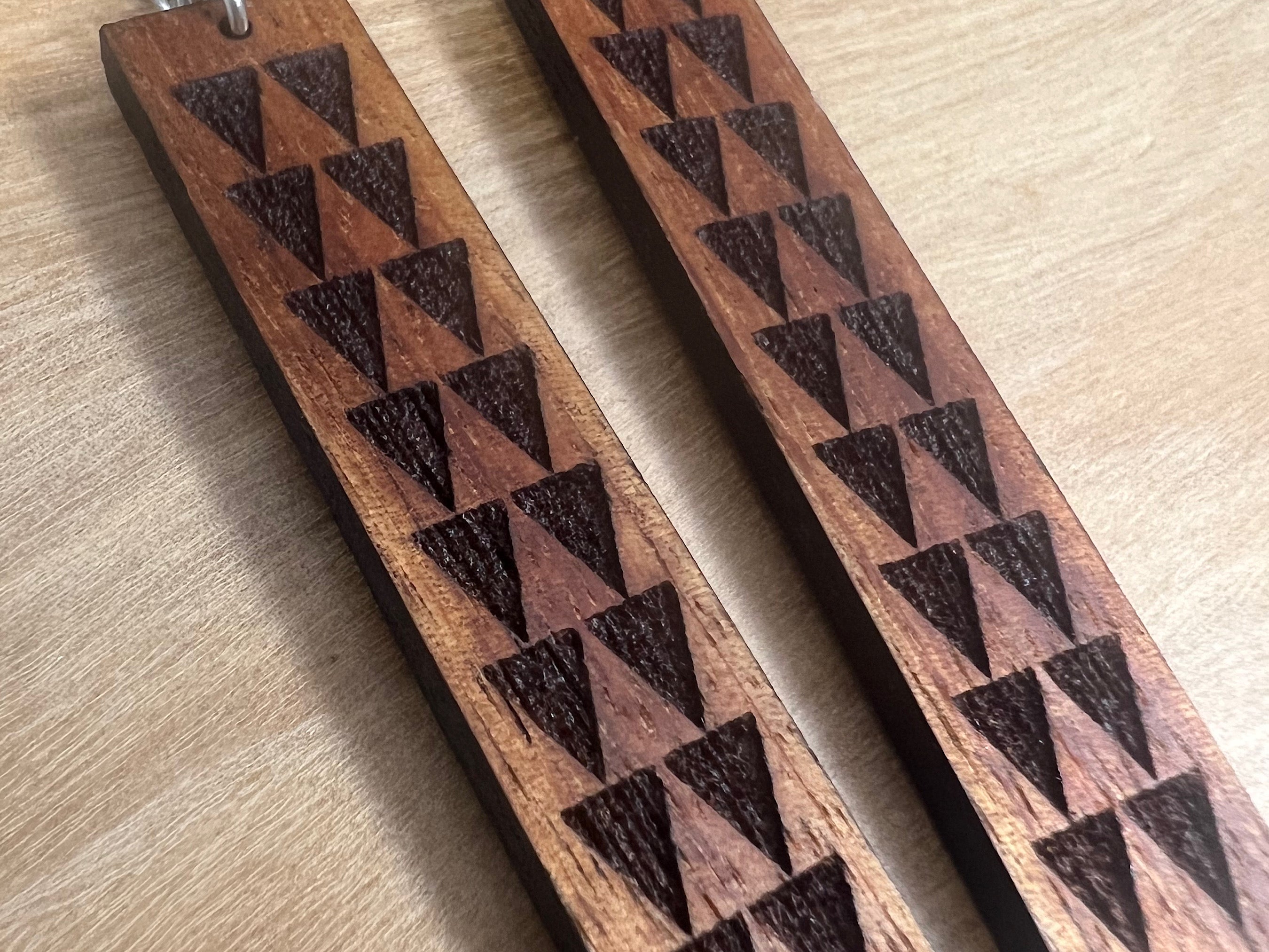 Engraved Koa Earrings