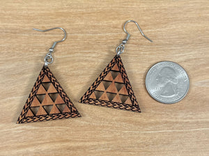 Engraved Koa Mauna Earrings