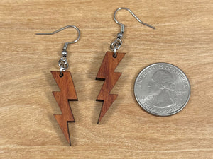 Koa Wood Lightning Bolt Earrings