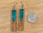 Load image into Gallery viewer, Acrylic and Koa Wood Earrings Emerald Starry Sky
