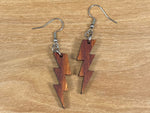 Load image into Gallery viewer, Koa Wood Lightning Bolt Earrings
