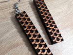 Load image into Gallery viewer, Engraved Koa Fish Scale Earrings (short)
