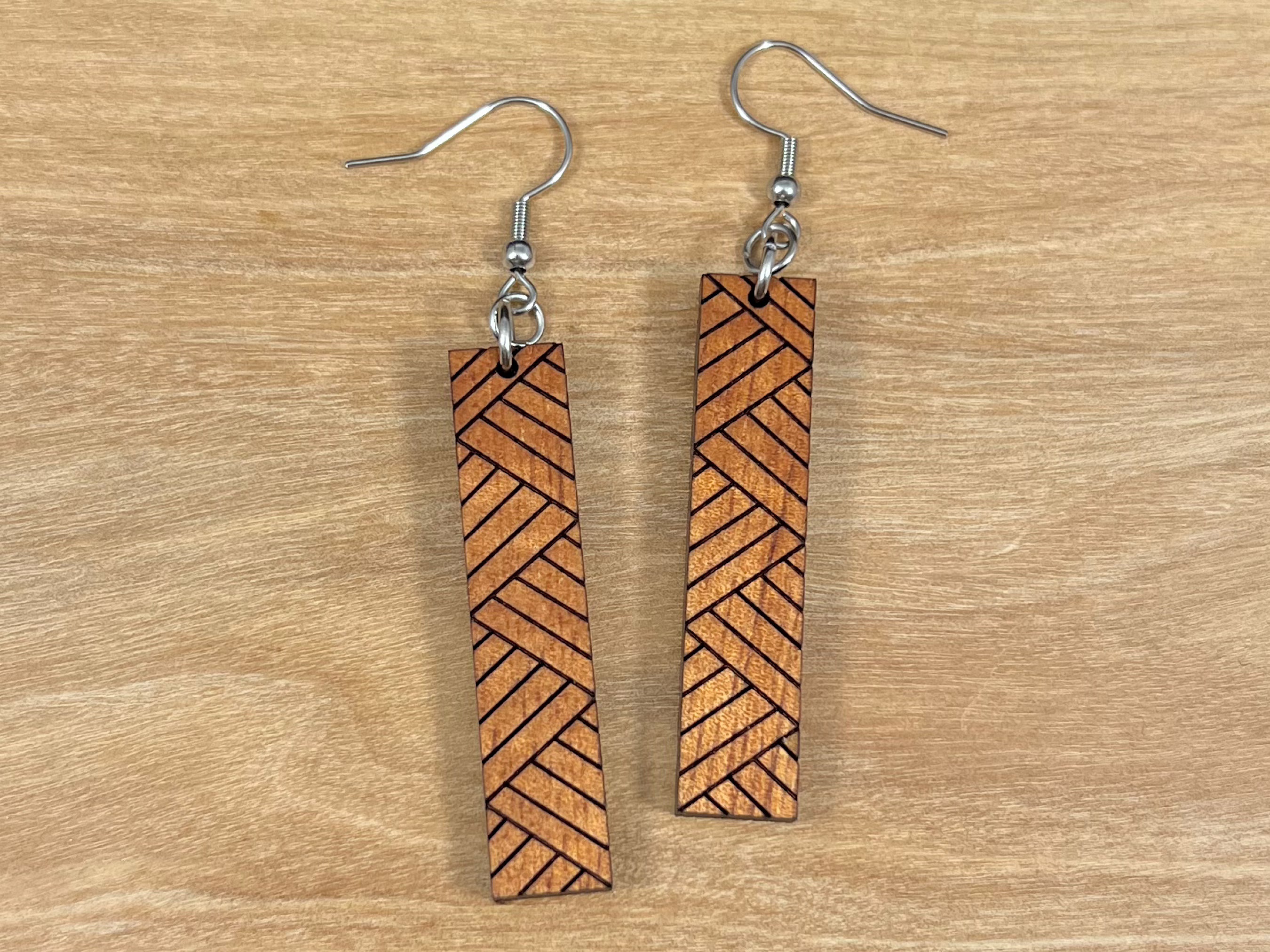 Koa Lauhala Earrings (short)