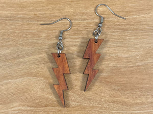 Koa Wood Lightning Bolt Earrings