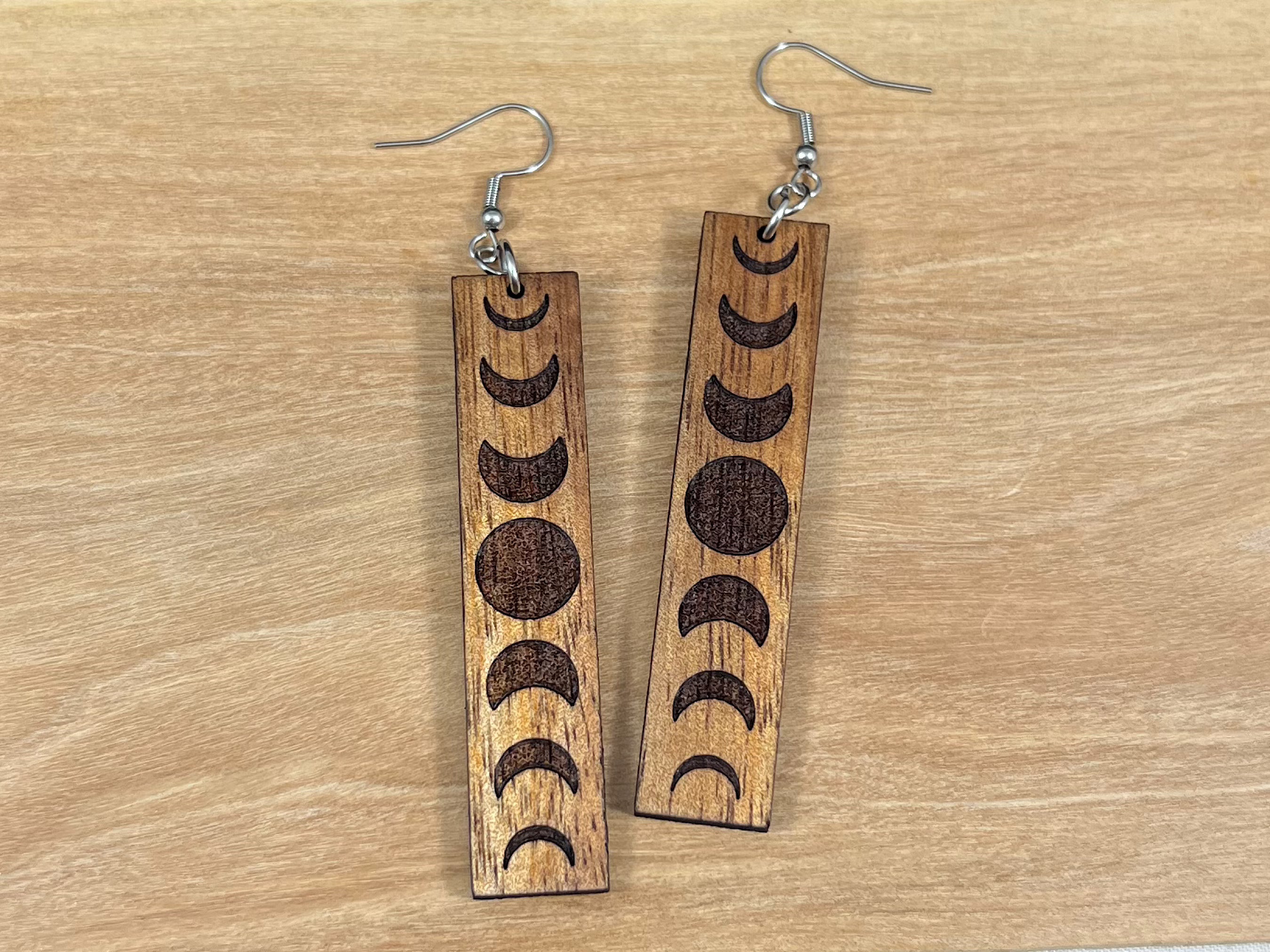 Koa Moon Phase Earrings