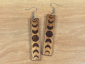 Koa Moon Phase Earrings