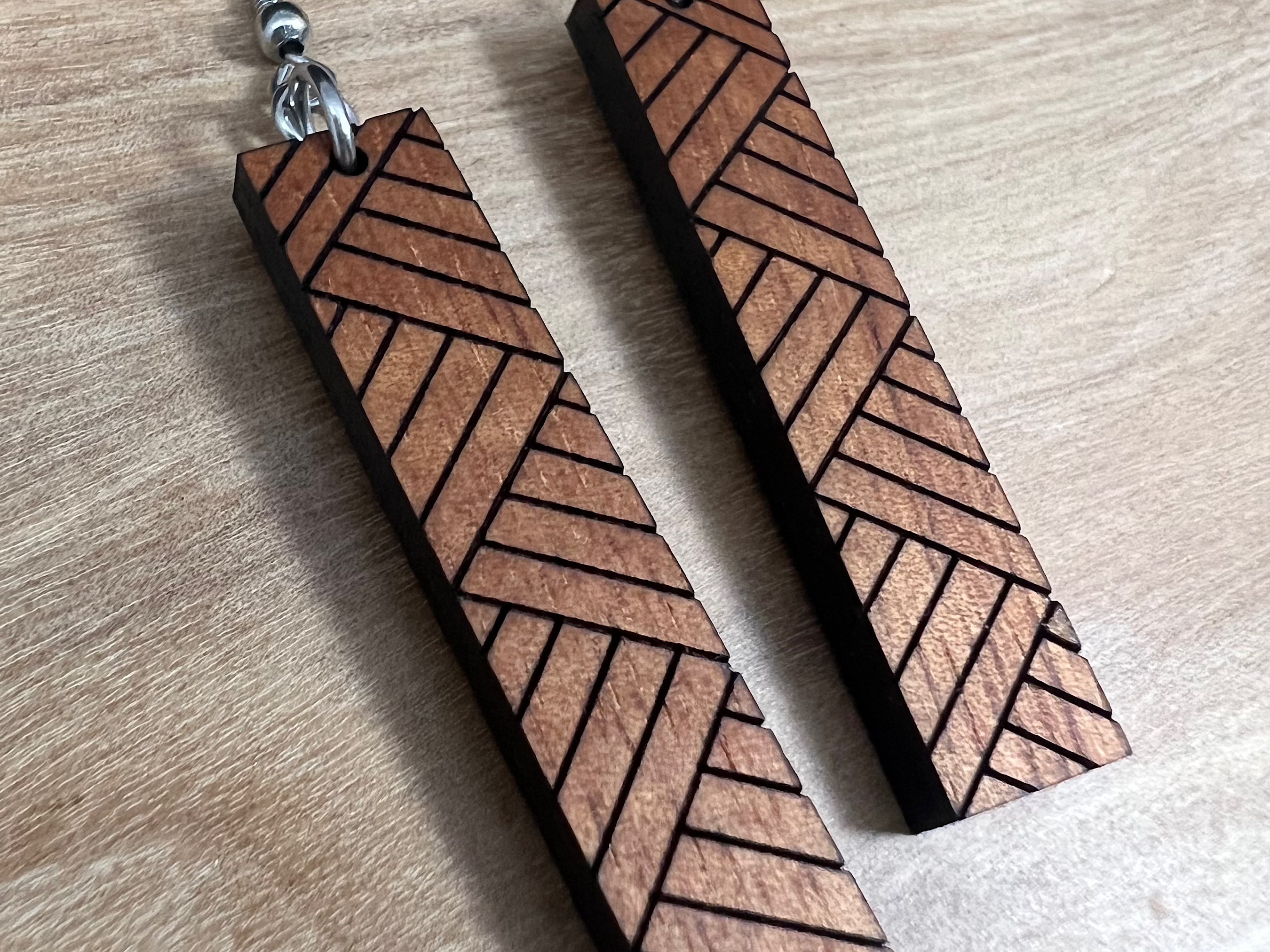 Koa Lauhala Earrings (short)