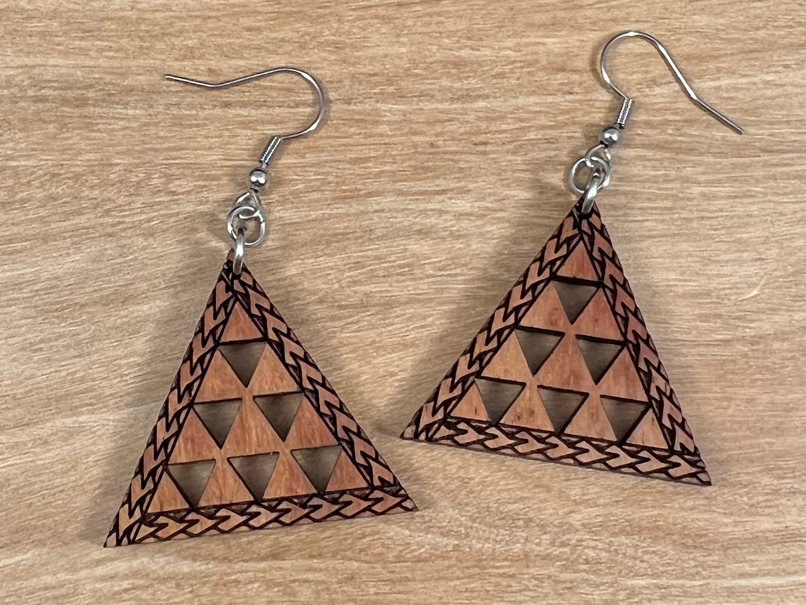 Engraved Koa Mauna Earrings