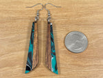 Load image into Gallery viewer, Acrylic and Koa Wood Earrings Teal Swirl
