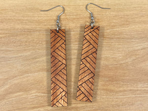 Engraved Koa Lauhala Earrings