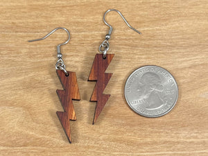 Koa Wood Lightning Bolt Earrings