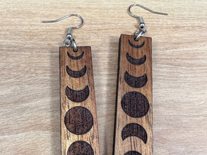 Koa Moon Phase Earrings