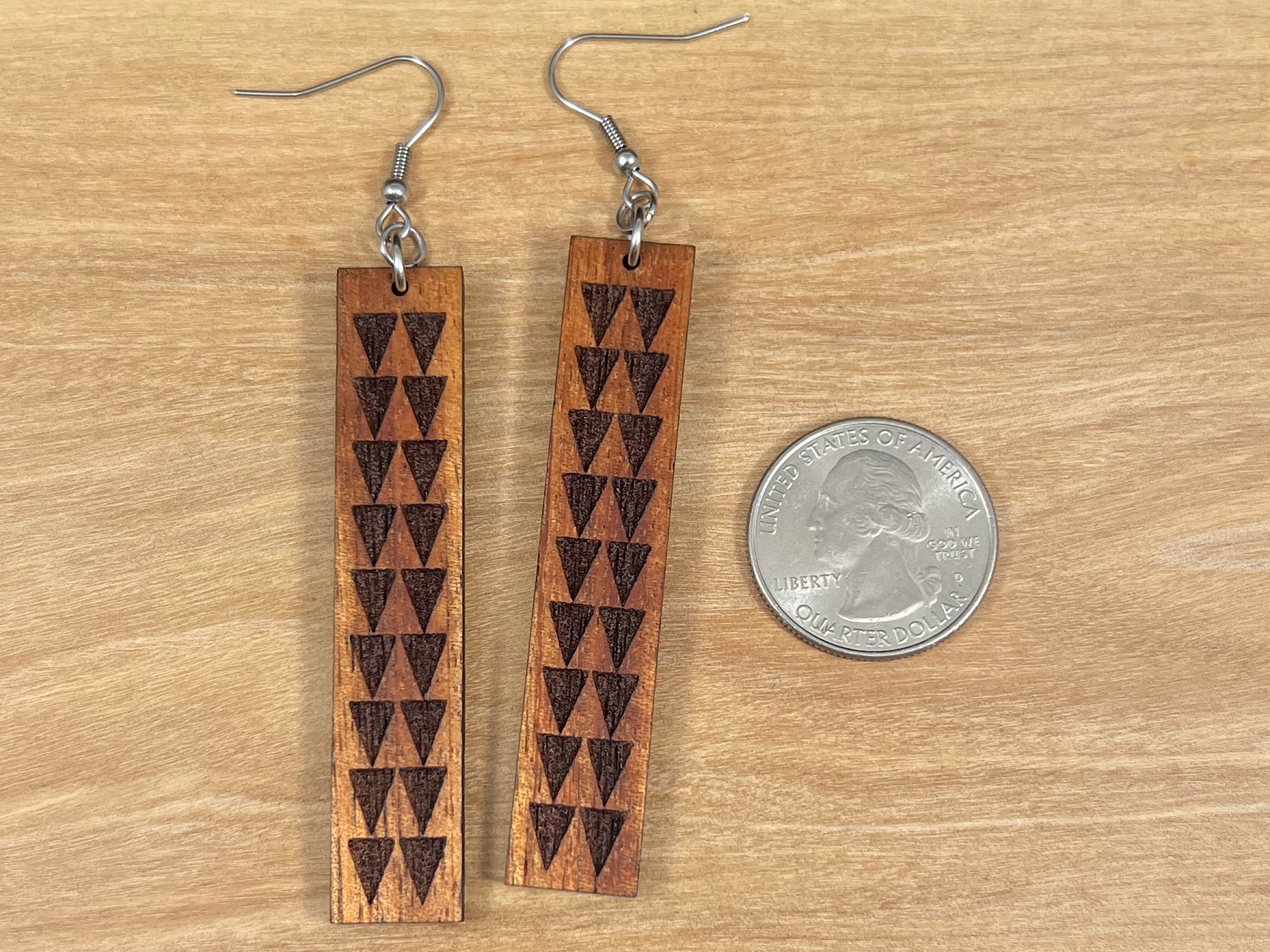 Engraved Koa Earrings