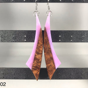 Handmade Koa and Resin Earrings