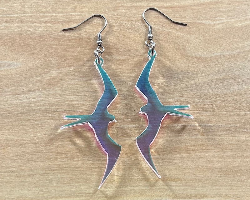 Rainbow Iridescent Acrylic Iwa Earrings