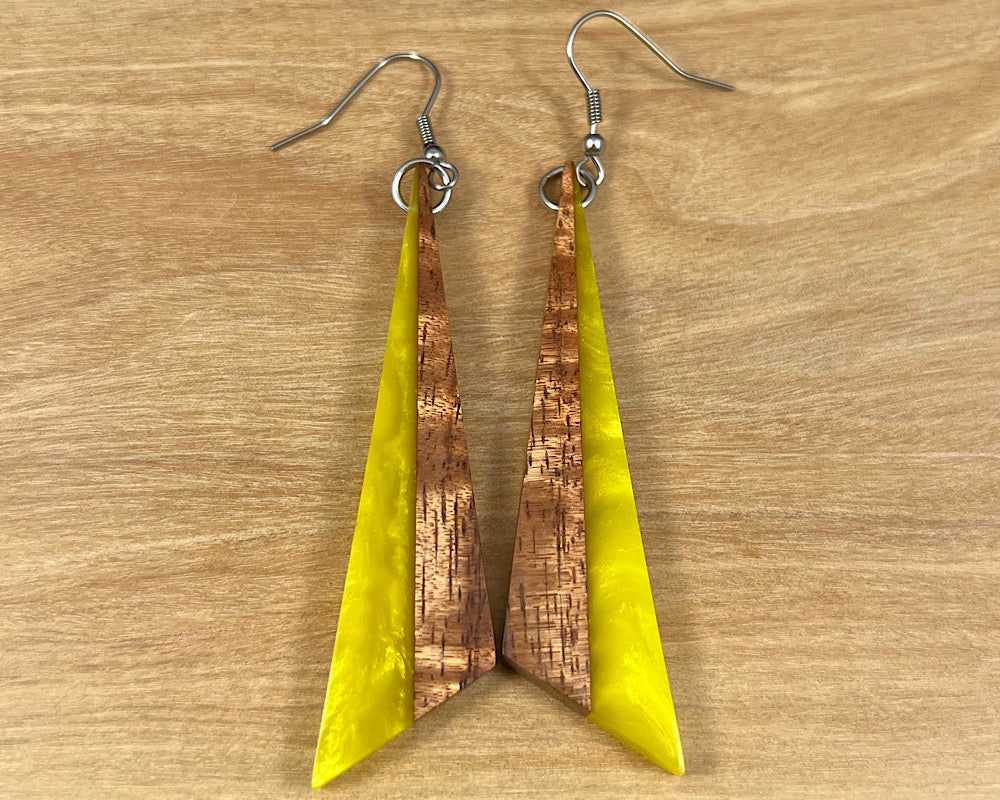 Handmade Koa and Resin Earrings