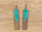 Load image into Gallery viewer, Acrylic and Walnut Wood Earrings Green Pearl
