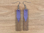 Load image into Gallery viewer, Acrylic and Walnut Wood Earrings Purple Pearl
