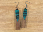 Load image into Gallery viewer, Acrylic and Walnut Wood Earrings Emerald Starry Sky
