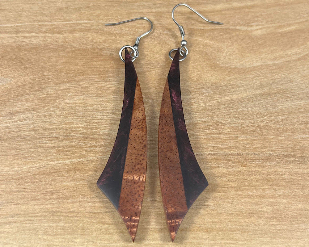 Handmade Koa and Resin Earrings