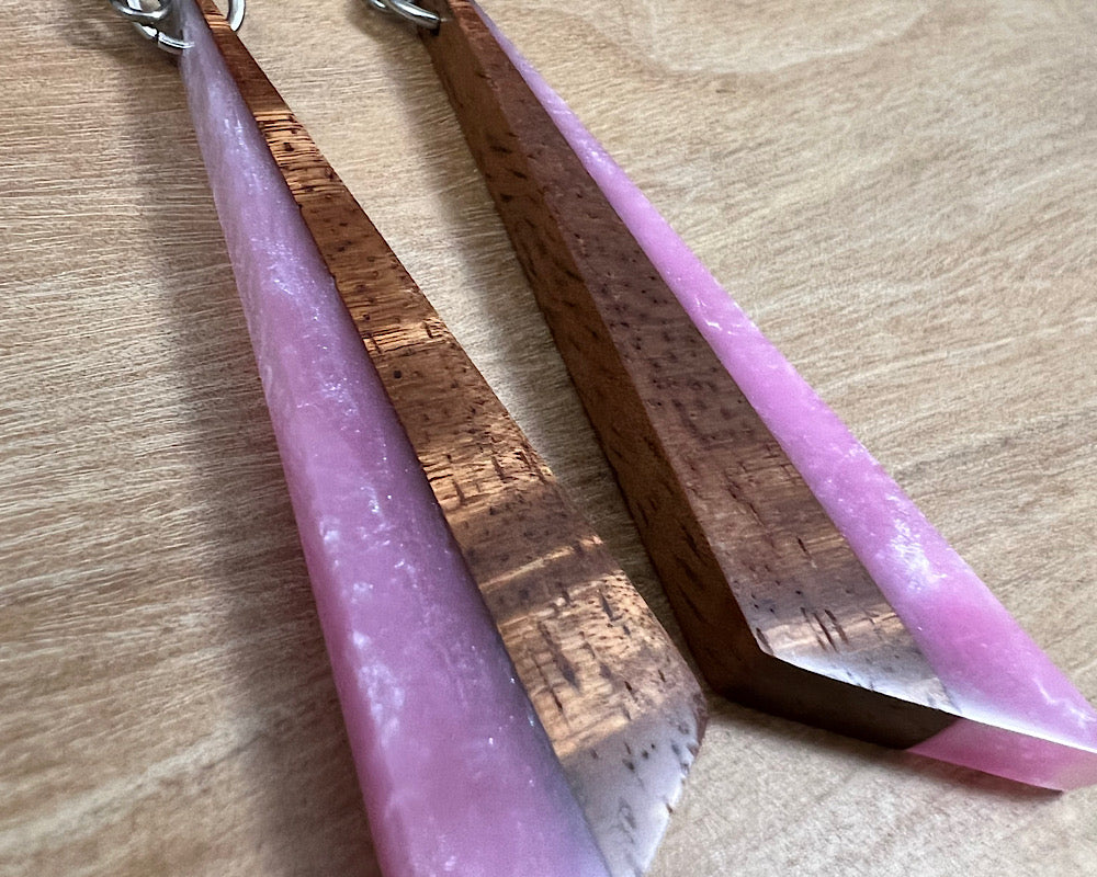 Handmade Koa and Resin Earrings