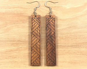 Engraved Koa Lauhala Earrings