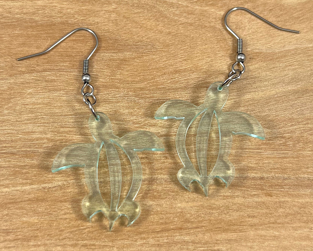 Glass Acrylic Honu Earrings