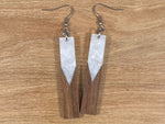 Load image into Gallery viewer, Acrylic and Walnut Wood Earrings White Pearl
