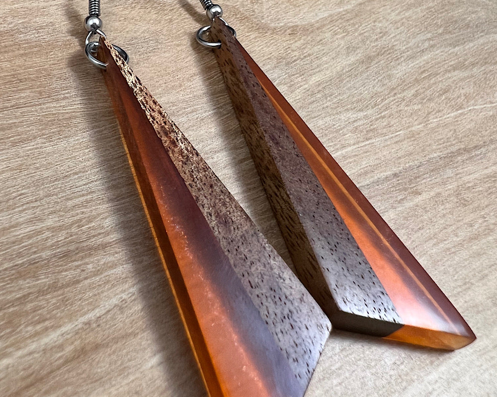 Handmade Koa and Resin Earrings