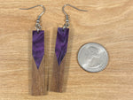 Load image into Gallery viewer, Acrylic and Walnut Wood Earrings Purple Pearl
