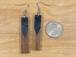 Load image into Gallery viewer, Acrylic and Walnut Wood Earrings Black Pearl
