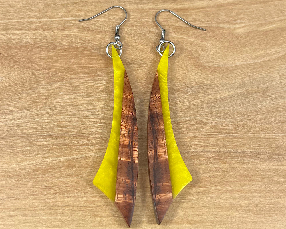 Handmade Koa and Resin Earrings