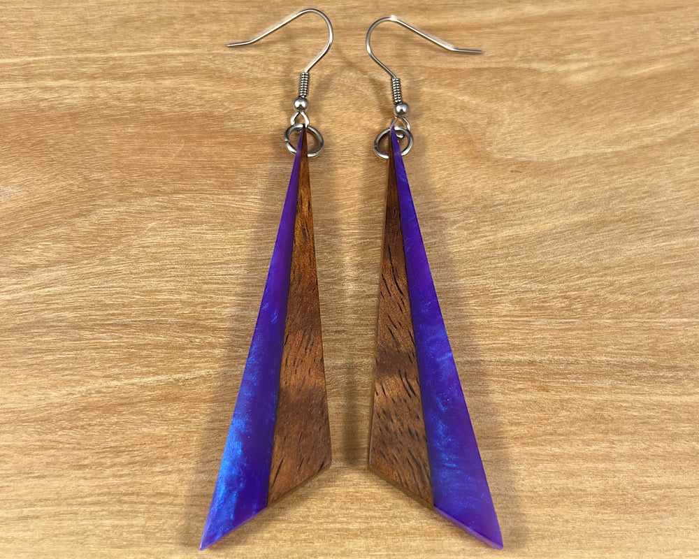 Handmade Koa and Resin Earrings