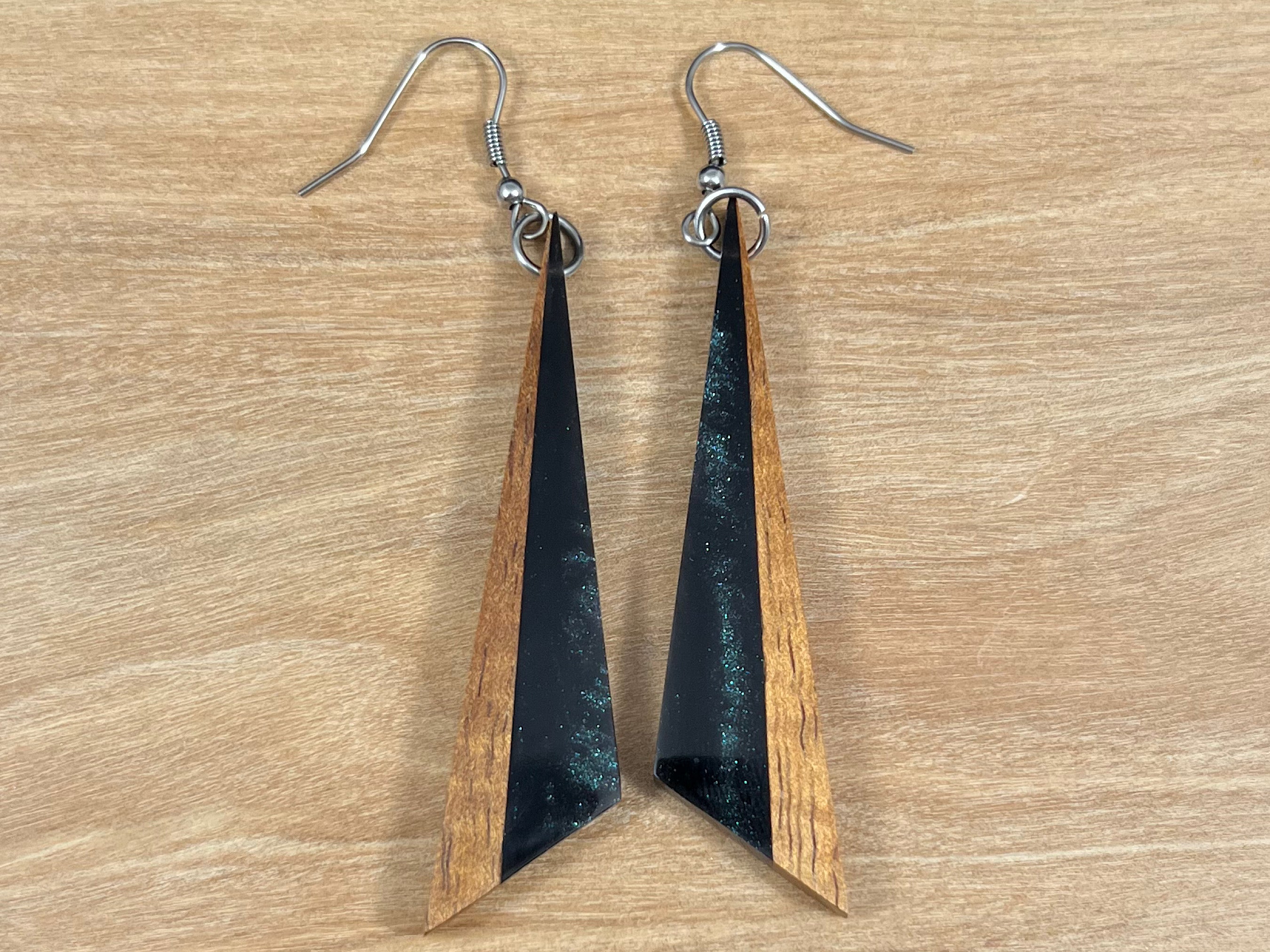 Handmade Koa and Resin Earrings