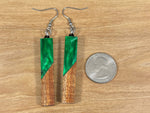 Load image into Gallery viewer, Acrylic and Koa Wood Earrings Green Pearl
