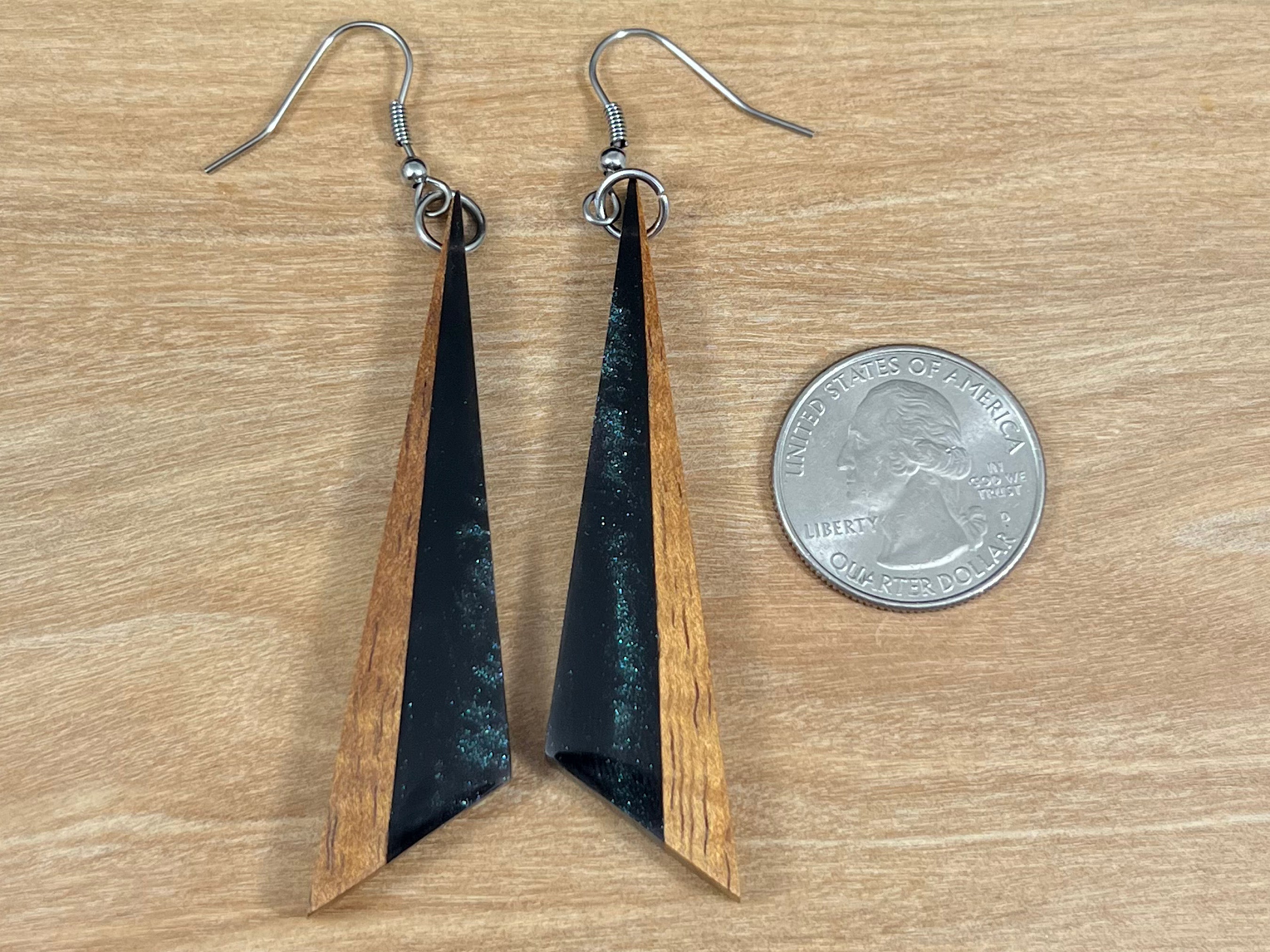 Handmade Koa and Resin Earrings