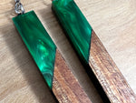 Load image into Gallery viewer, Acrylic and Koa Wood Earrings Green Pearl
