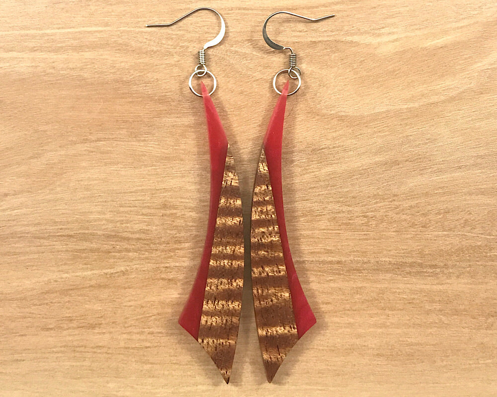 Handmade Koa and Resin Earrings