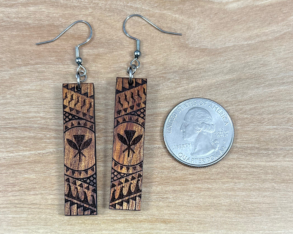 Koa Engraved Earrings (short)