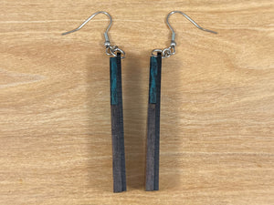 Acrylic and Walnut Wood Earrings Emerald Starry Sky