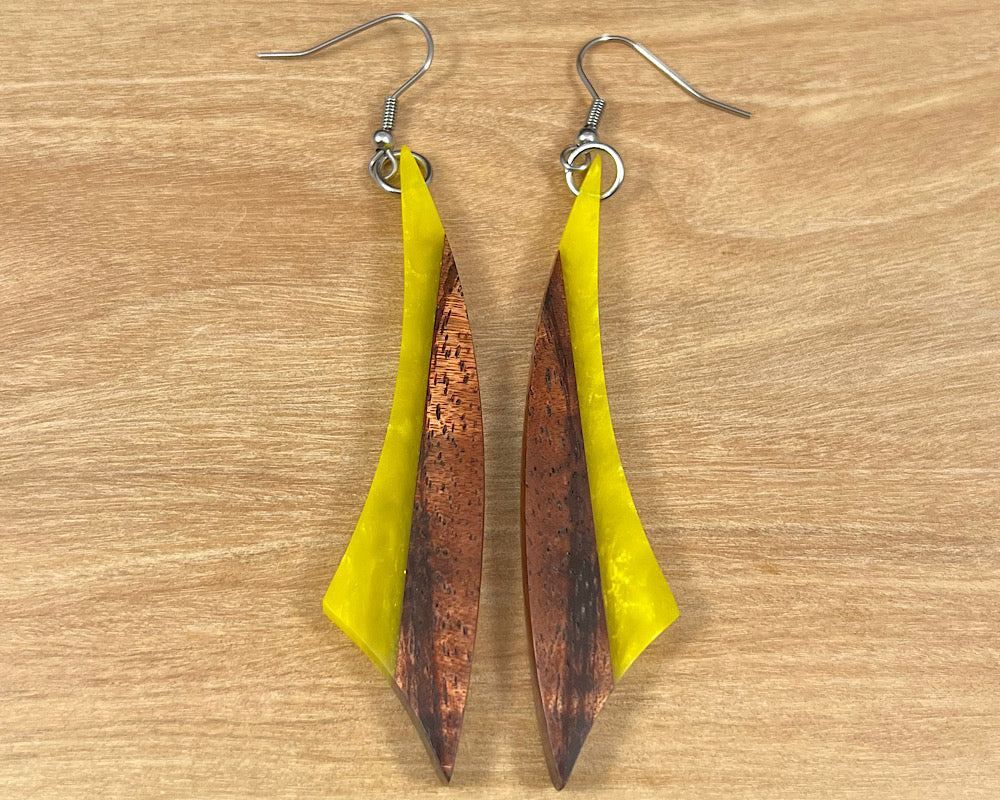 Handmade Koa and Resin Earrings