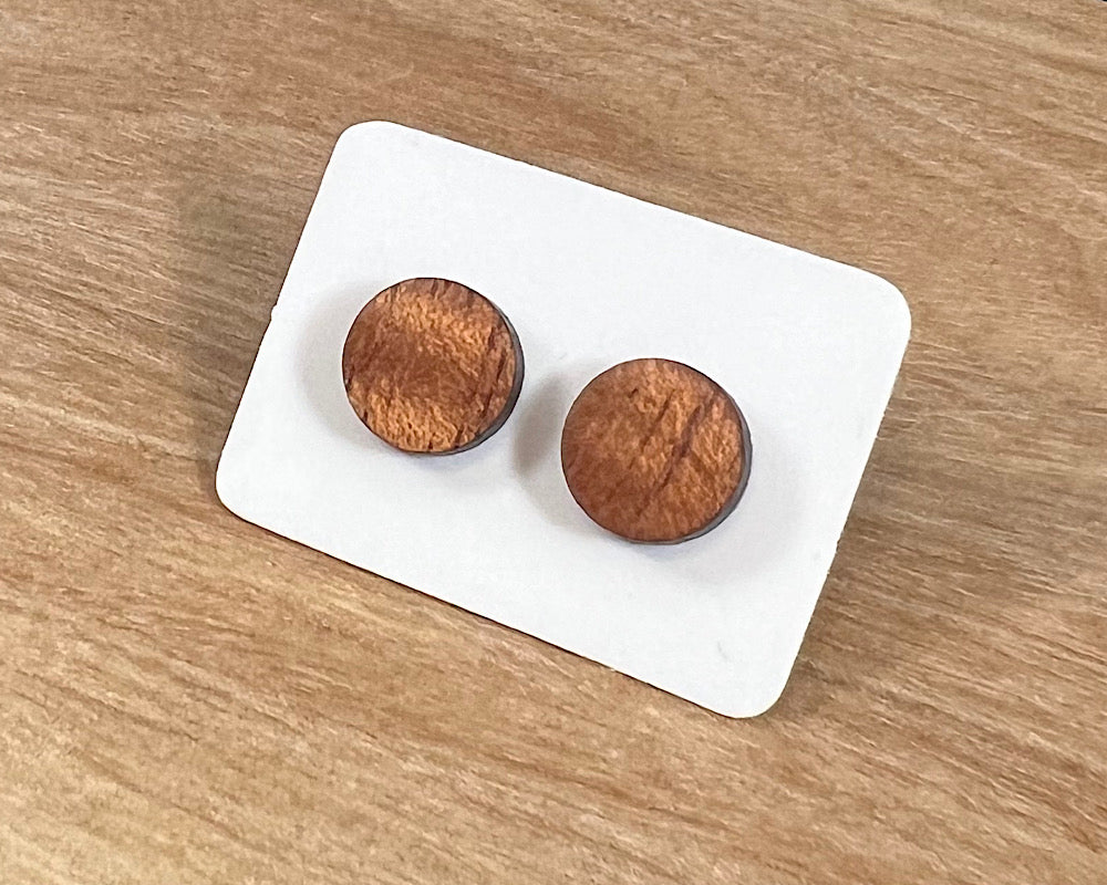 Koa round stud earrings 10mm