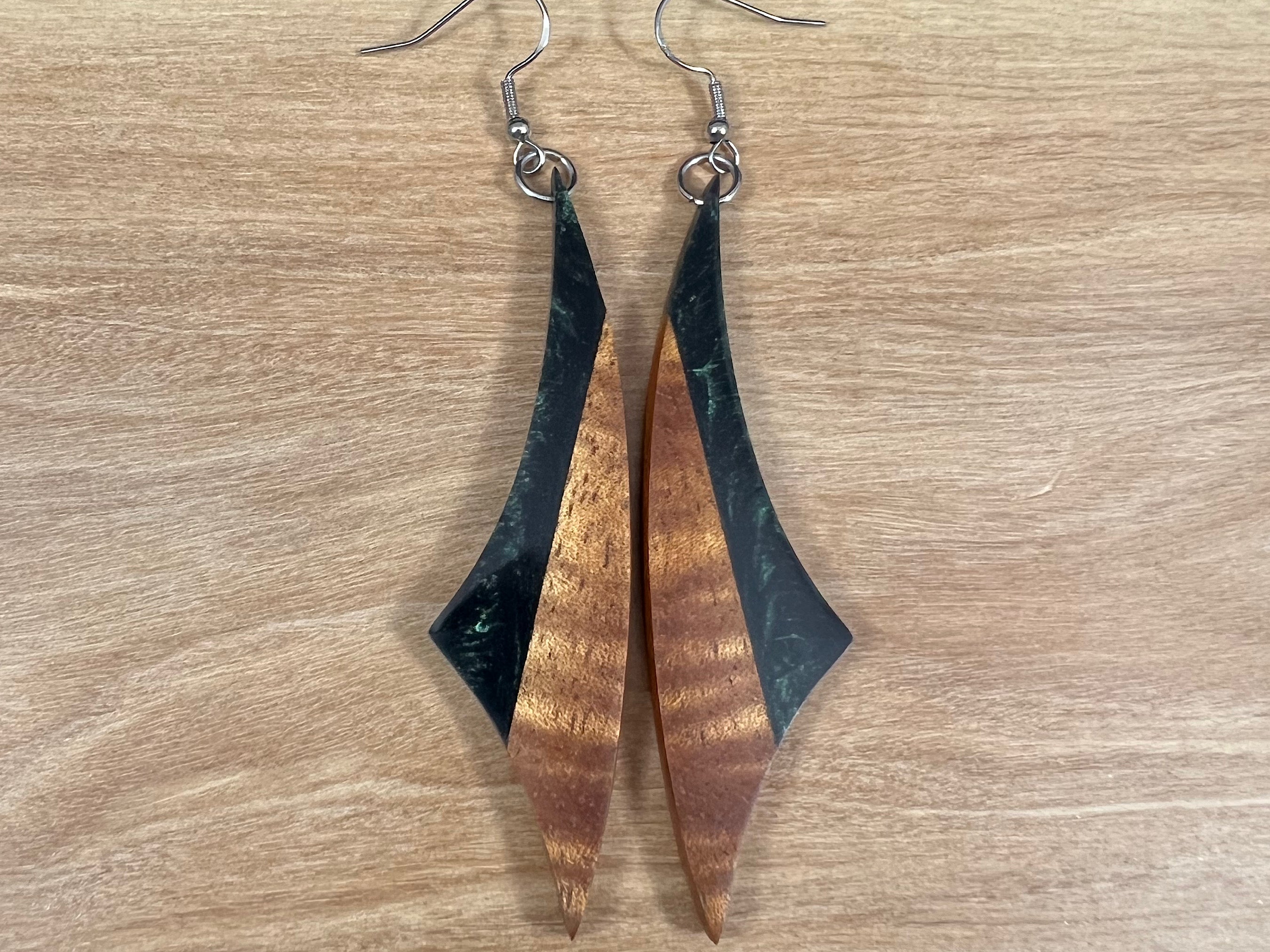 Handmade Koa and Resin Earrings