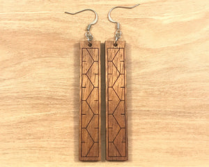 Engraved Turtle Shell Koa Earrings