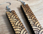 Load image into Gallery viewer, Engraved Koa Fish Scale Earrings (short)
