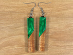 Load image into Gallery viewer, Acrylic and Koa Wood Earrings Green Pearl
