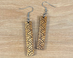 Load image into Gallery viewer, Engraved Koa Fish Scale Earrings (short)
