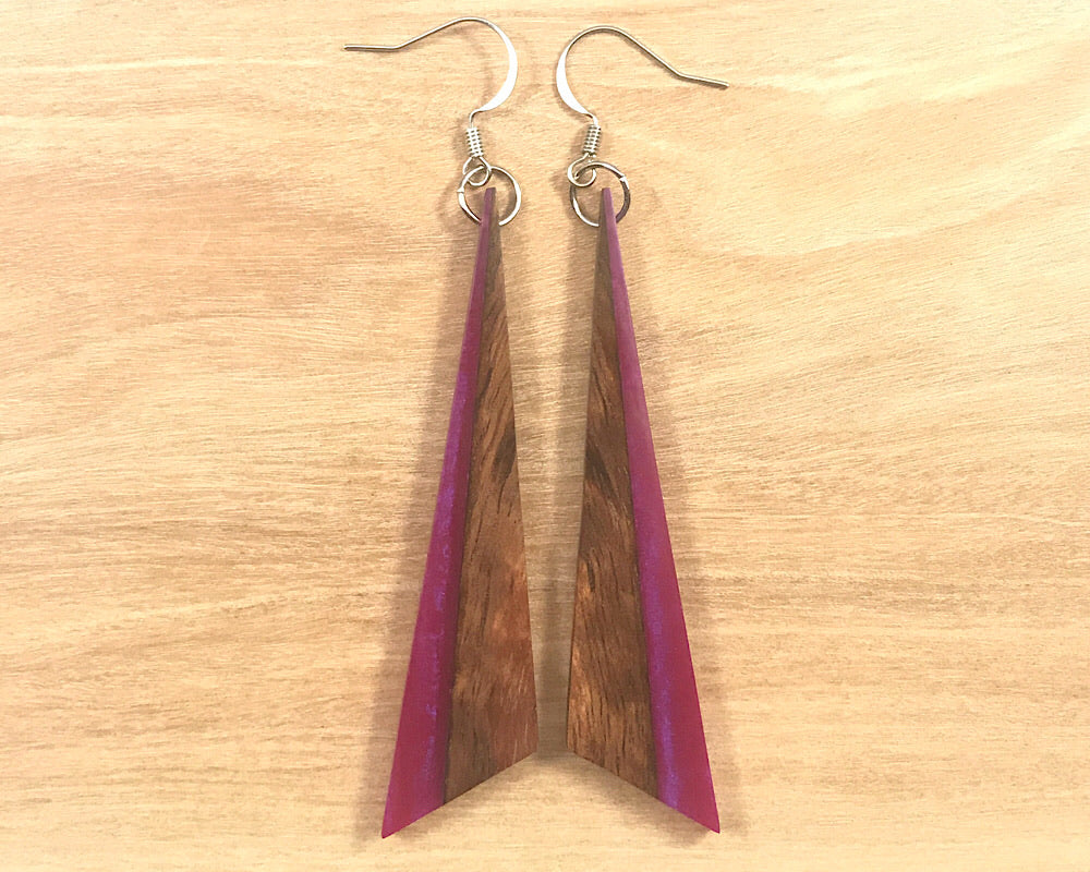 Handmade Koa and Resin Earrings