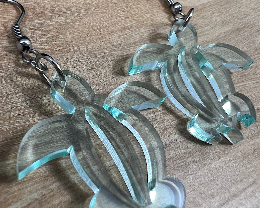 Glass Acrylic Honu Earrings